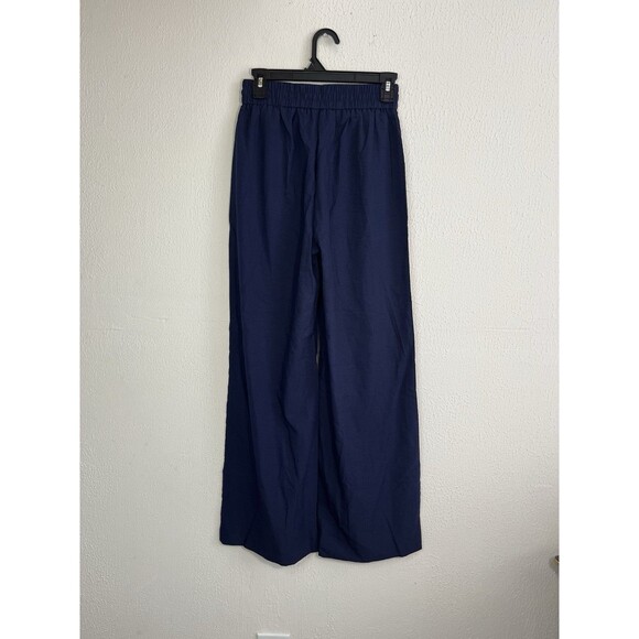 KICZOY Pants Womens Small Navy Blue Wide Leg Elastic Waist Pleated - Picture 2 of 7